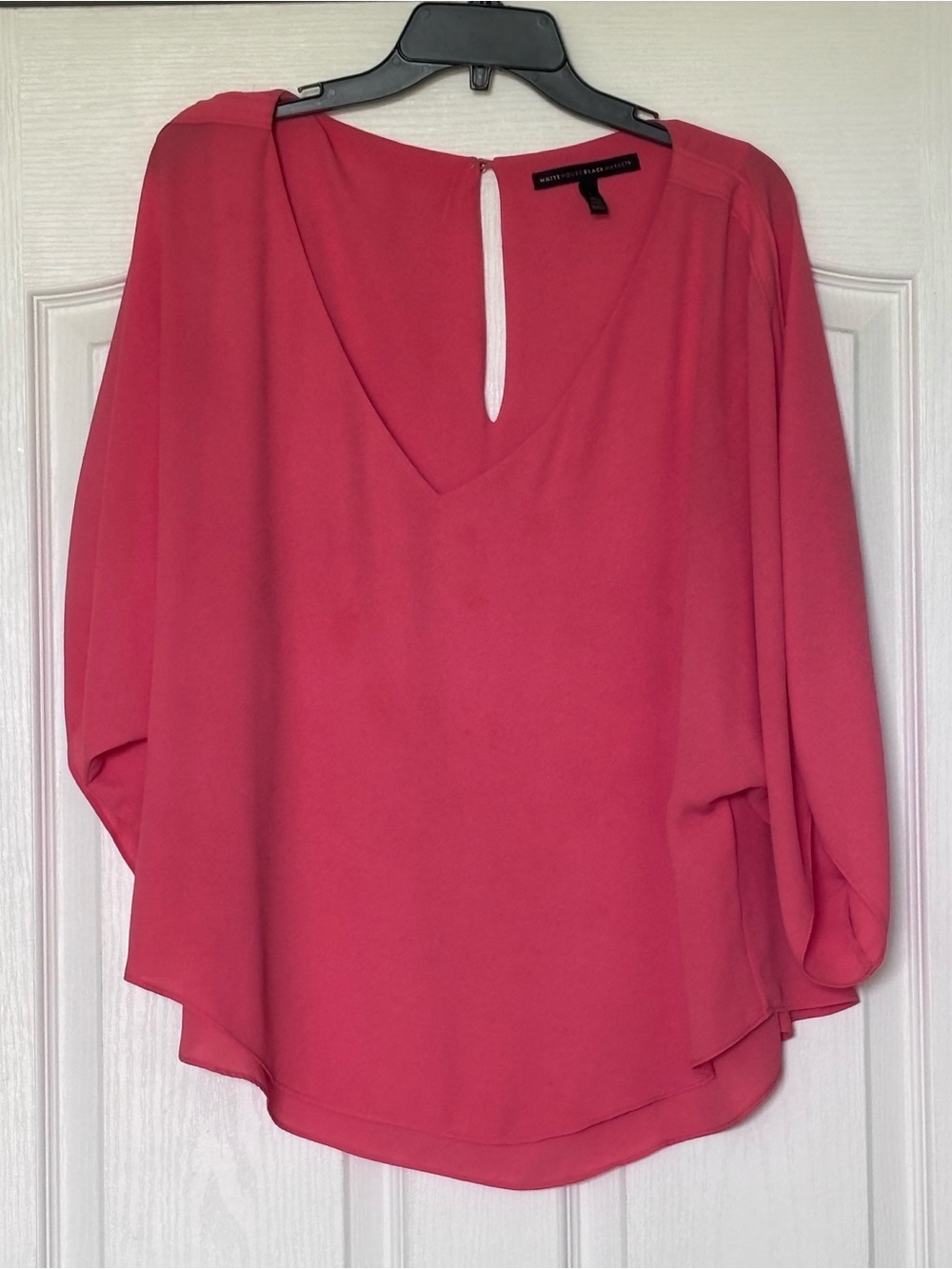 White House Black Market Coral V-Neck Dolman Blouse